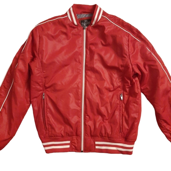 Express Mid 2000's Varsity Bomber Satin Red Jacket Size Small - Picture 1 of 3